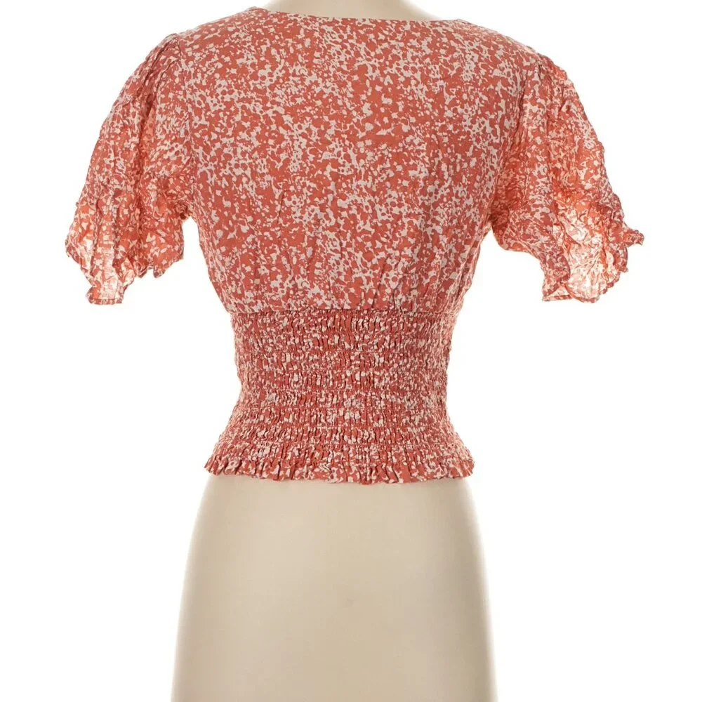 ABERCROMBIE & FITCH Orange Cream Flutter Sleeve Sweetheart Babydoll - Picture 2 of 9